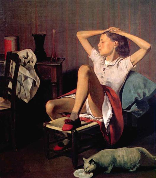 Balthus painting of a female sitter.
