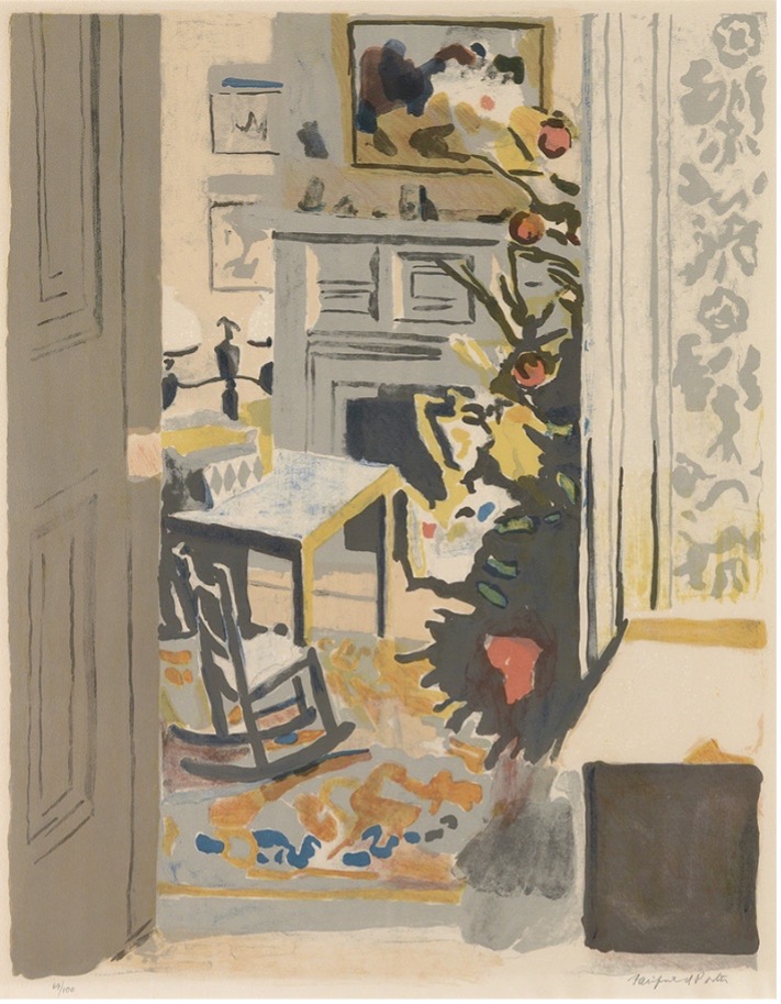 Fairfield Porter. The Christmas Tree, 1971.  Color lithograph.